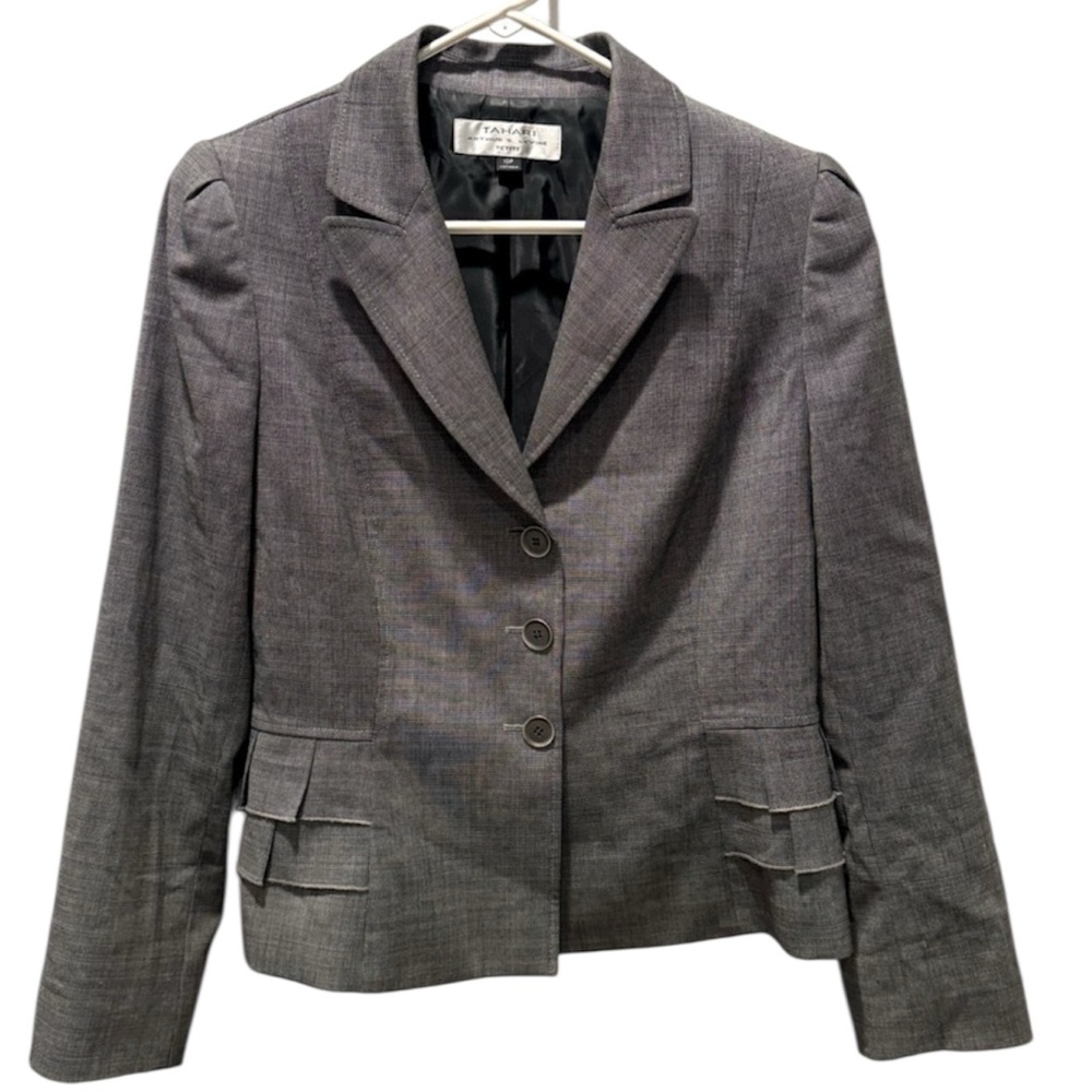 Tahari by ASL Ruffle Hem Blazer Size 10 Petite